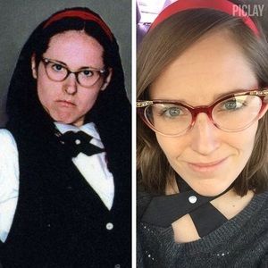 Plastic red cat-eye glasses